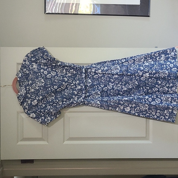 NWT Chris.tan cotton print button-down shirtwaist dress w 12-gore skirt. Sz 6 - Picture 7 of 13